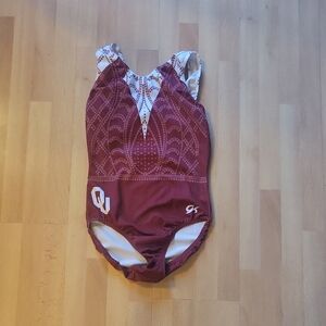 GK Oklahoma Sooners Maroon and White Gymnastics Leotard